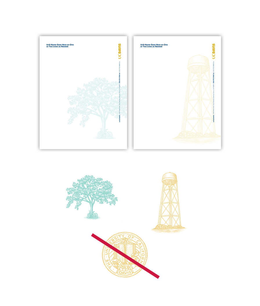 Letterhead number five cusomizations with tree and water tower watermarks