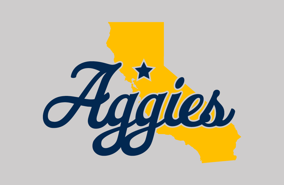 Aggies script mark with California map