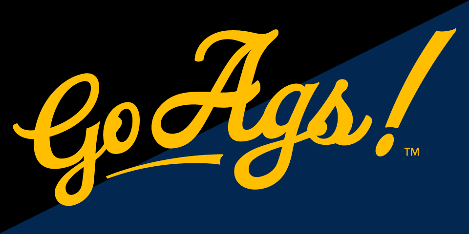 Go Ags script logo gold on dark