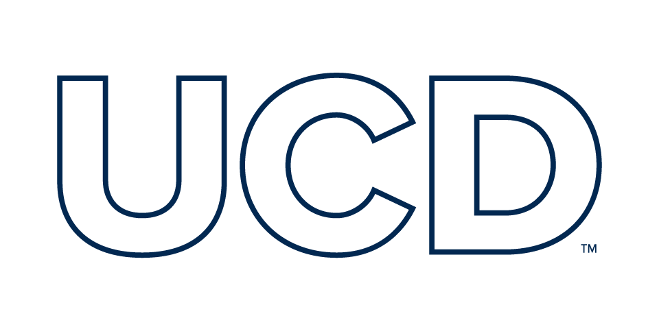 UCD outline mark in blue on white