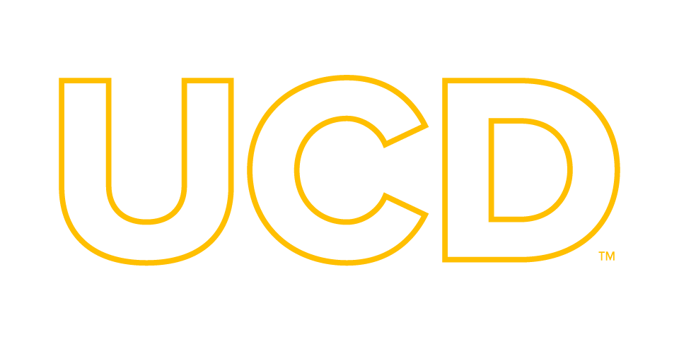 UCD outline mark in gold on white