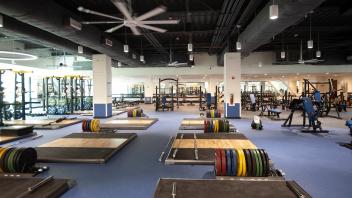 large weight lifting room, empty of people