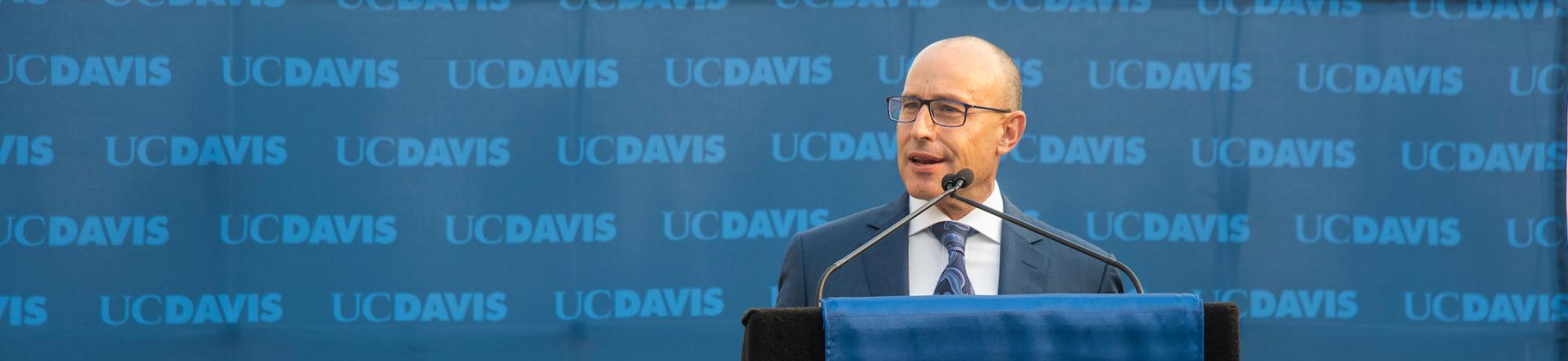 press conference featuring the CEO of UC Davis health