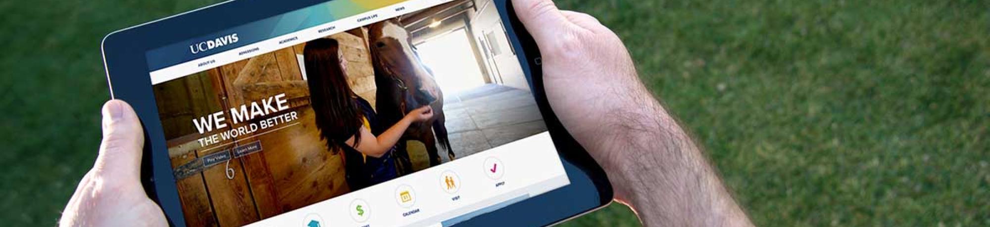 Banner of UC Davis Home Site on a Tablet